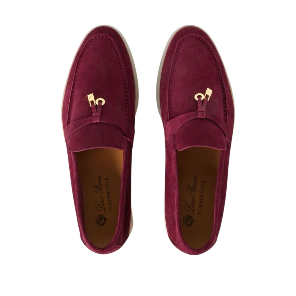 Loro Piana Summer Charms Walk Loafer Suede Bright Amaranth