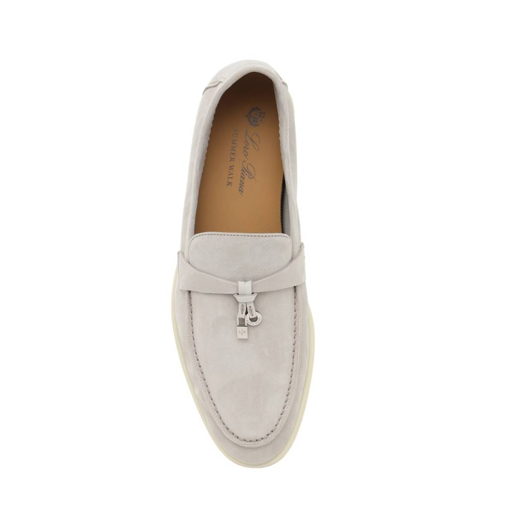 Loro Piana Summer Charms Walk Loafer Suede Pearl Grey