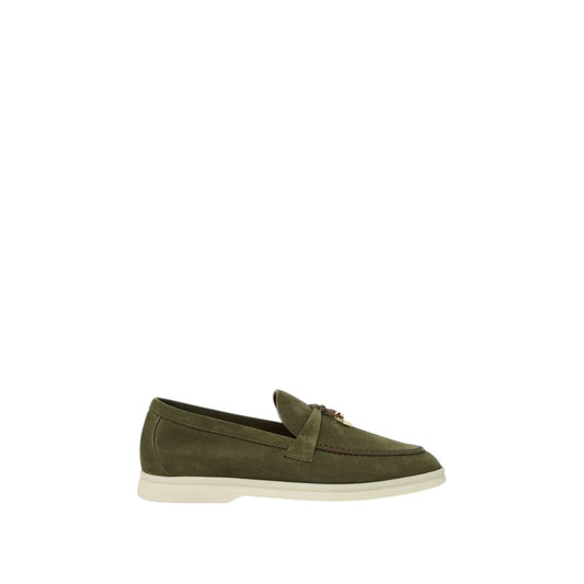 Loro Piana Summer Charms Walk Loafer Suede Ribbon Green