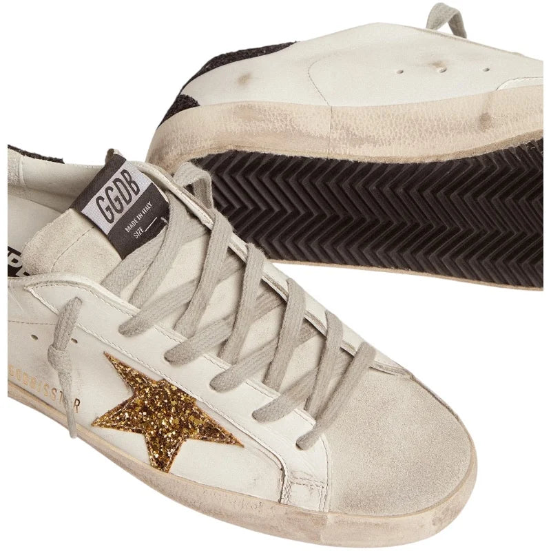 Golden Goose Superstar in white black & glitter Star