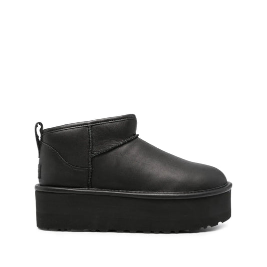 UGG Classic Ultra Mini Platform Boot Black Leather