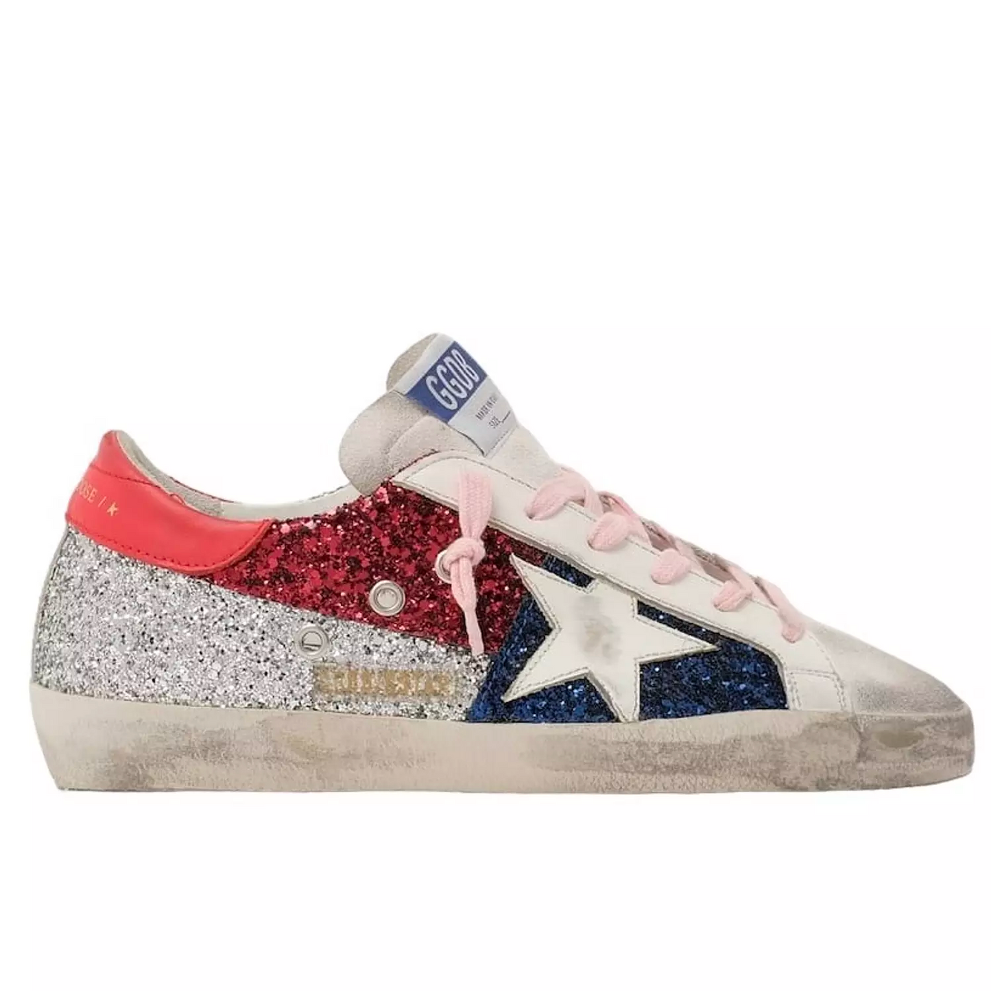 Golden Goose Glitter Detail Superstar Trainers In White