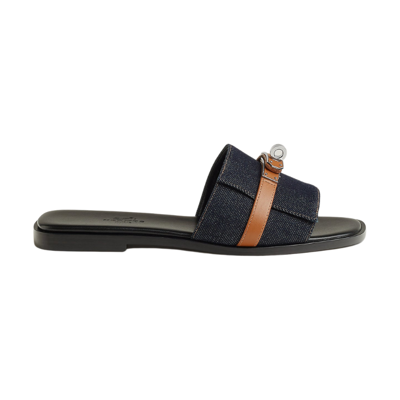 Hermès Giulia sandal 'Bleu Brut / Naturel'