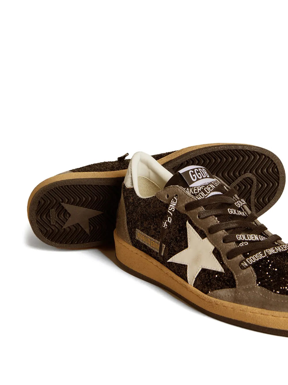 Ball Star in glitter with leather star and metallic leather heel tab