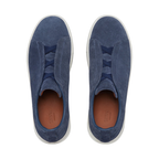 Zegna Utility Blue Suede Triple Stitch Sneakers