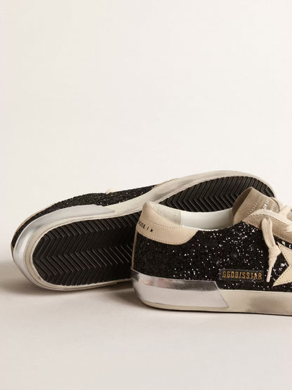 Golden Goose Stardan n black glitter with cream star and suede inserts