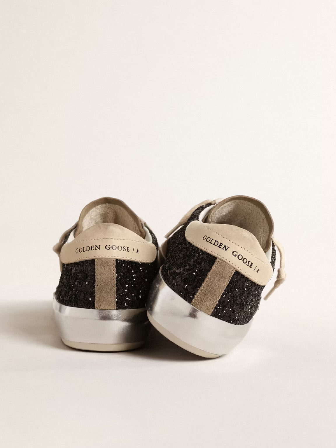 Golden Goose Stardan n black glitter with cream star and suede inserts