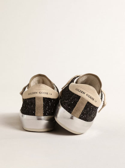 Golden Goose Stardan n black glitter with cream star and suede inserts
