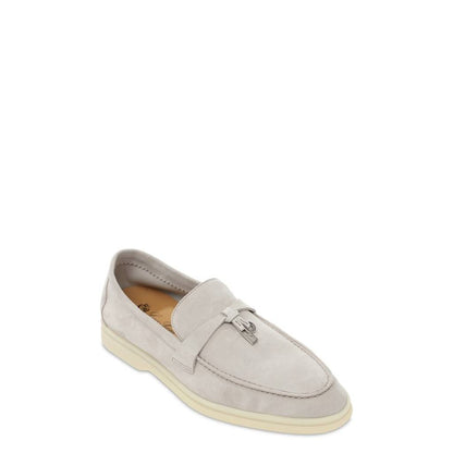 Loro Piana Summer Charms Walk Loafer Suede Pearl Grey