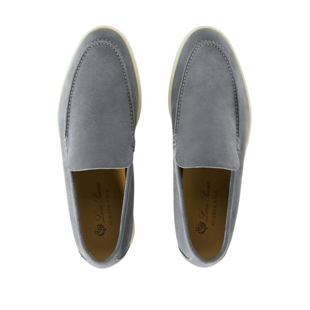 Loro Piana Summer Walk Loafer Suede Frozen Blue