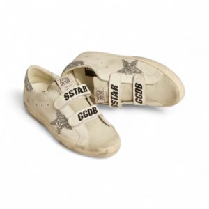 Golden Goose Old School ith silver glitter star and ice-gray suede tongue In Stock