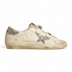 Golden Goose Old School ith silver glitter star and ice-gray suede tongue In Stock