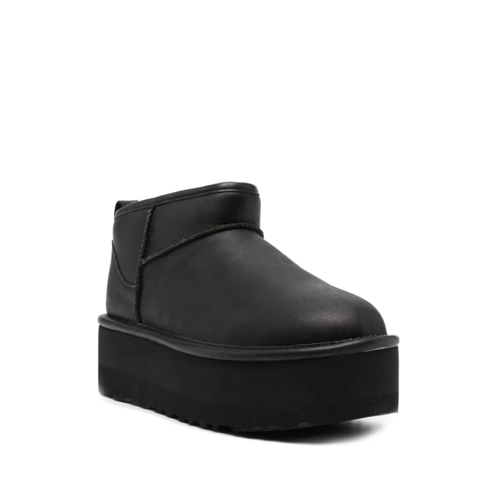 UGG Classic Ultra Mini Platform Boot Black Leather