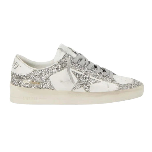 Golden Goose Baskets Stardan Cuir – Blanc Glitter