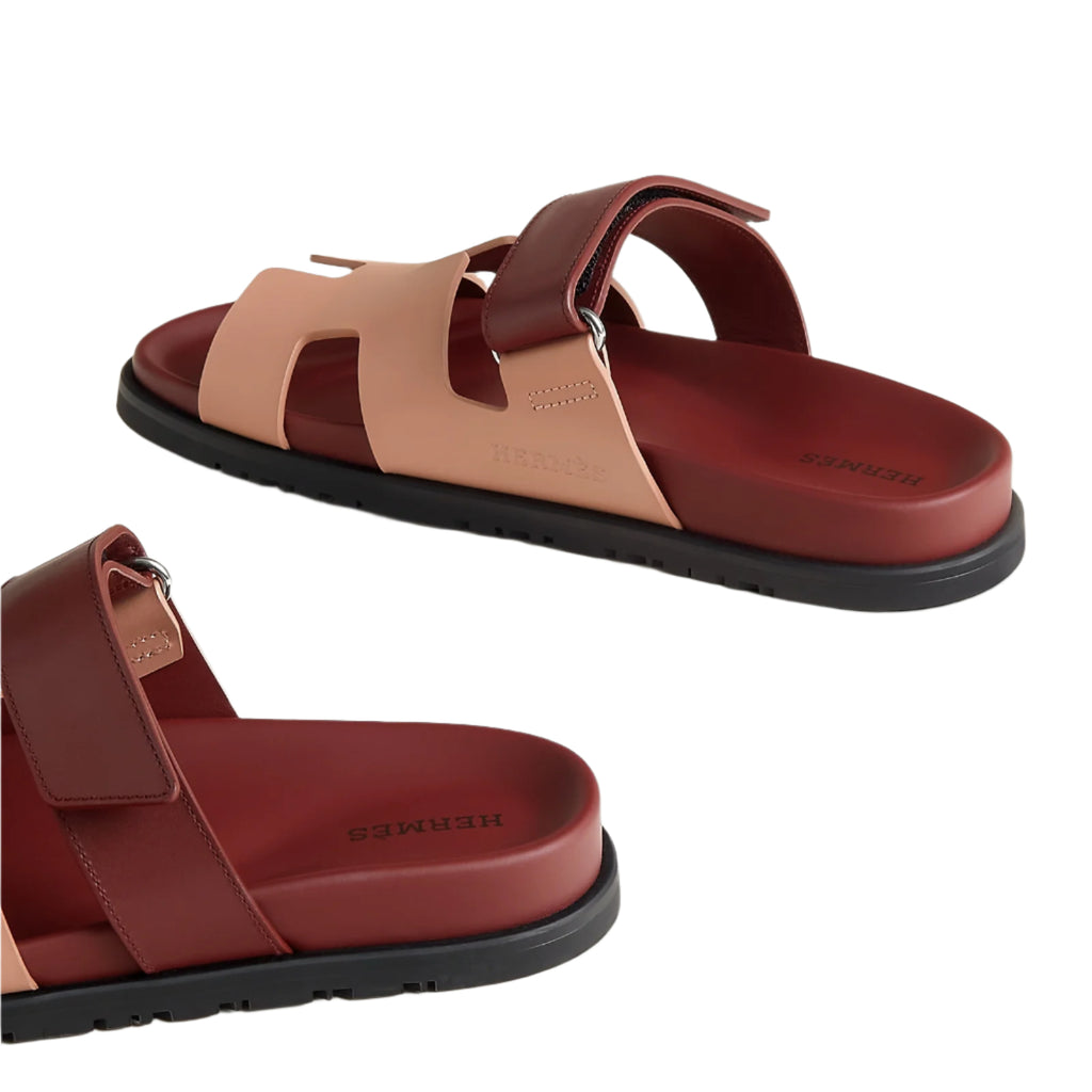 Hermes  Suede Goatskin Womens Chypre Sandals  Nude