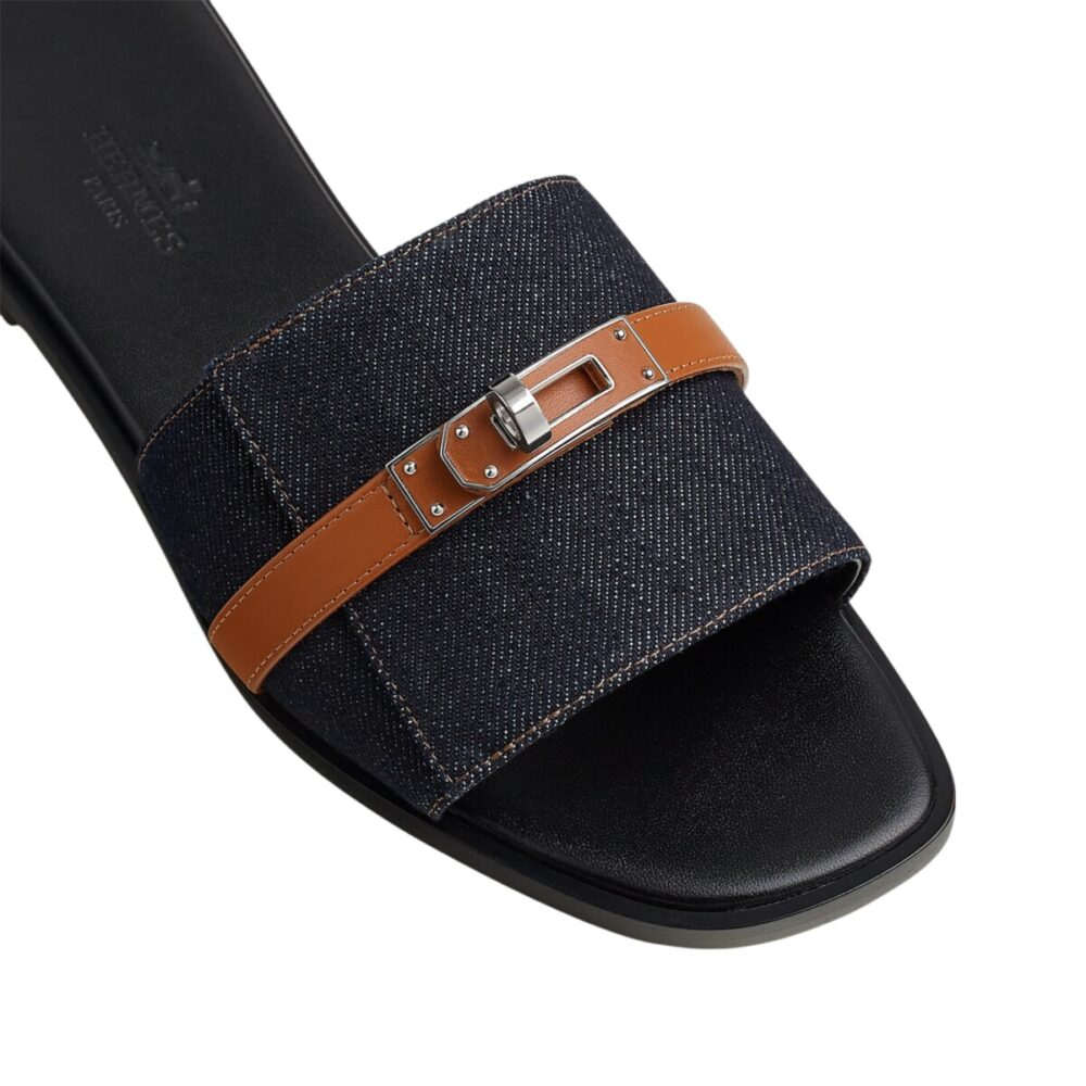 Hermes Giulia sandal Bleu Brut Naturel