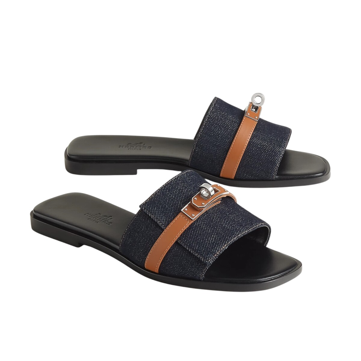 Hermes Giulia sandal Bleu Brut Naturel
