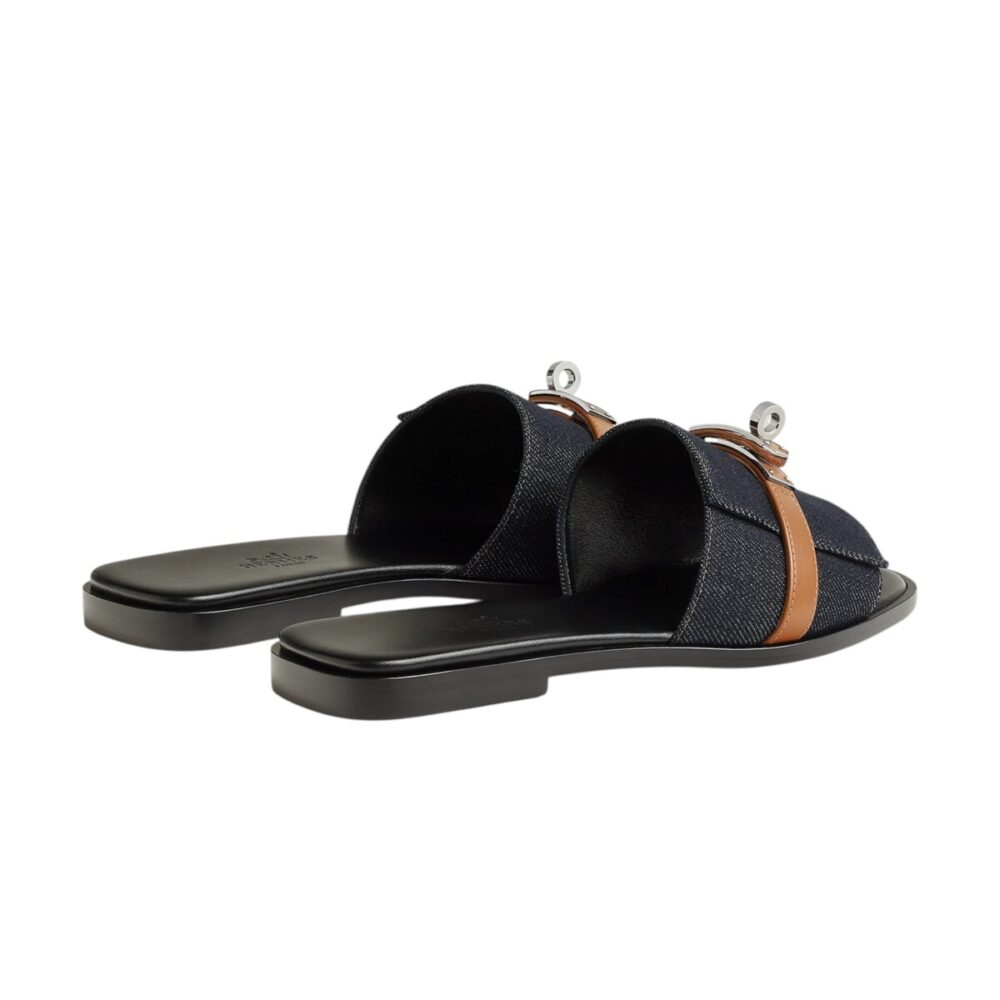 Hermes Giulia sandal Bleu Brut Naturel
