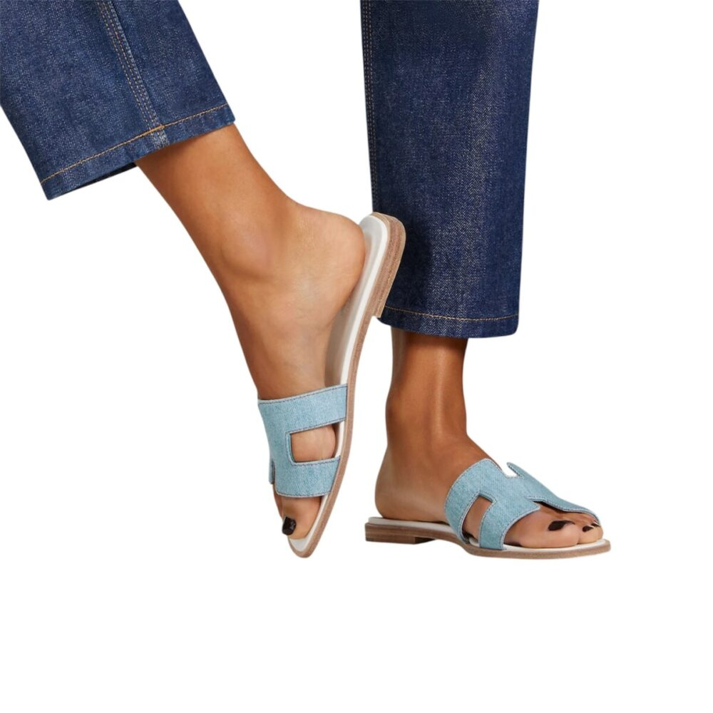 Hermes Oran sandal Bleu Clair