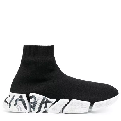 Balenciaga Speed 2.0 Graffiti Recycled Knit Black