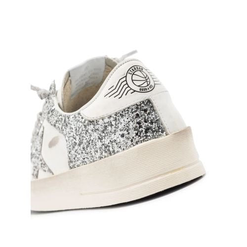Golden Goose Baskets Stardan Cuir – Blanc Glitter