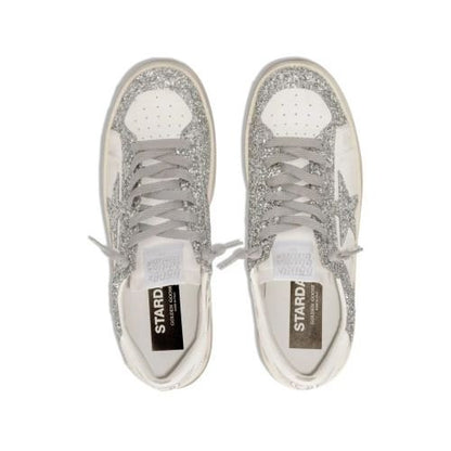Golden Goose Baskets Stardan Cuir – Blanc Glitter