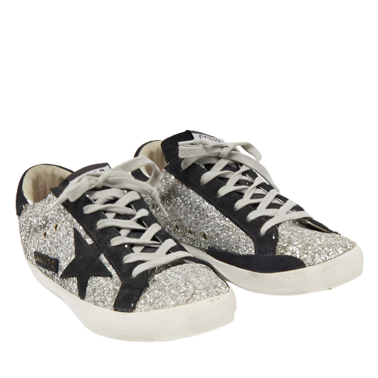 Golden Goose Silver Glitter Leather Superstar