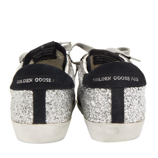 Golden Goose Silver Glitter Leather Superstar