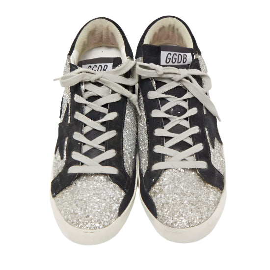 Golden Goose Silver Glitter Leather Superstar