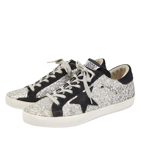 Golden Goose Silver Glitter Leather Superstar